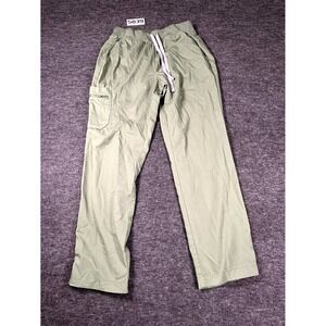 Hanes Comfort Fit Cargo Scrub Pants Womens Medium Green Drawstring Waist Medical